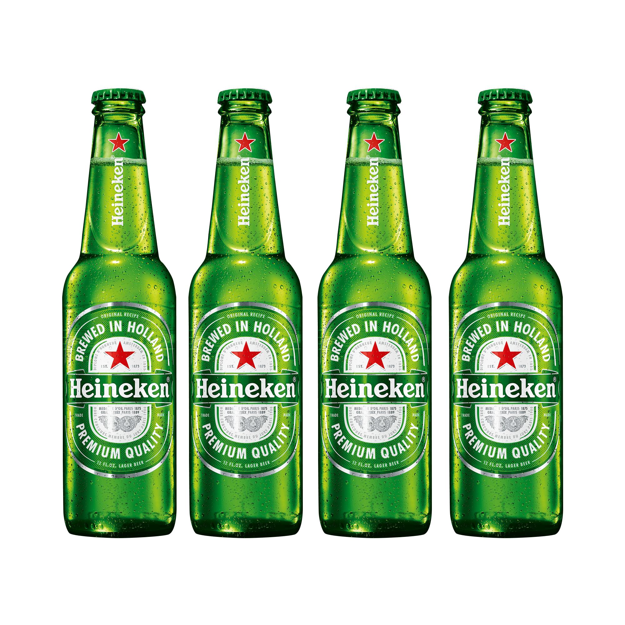 Heineken beer can and bottle displayed as premium lager products